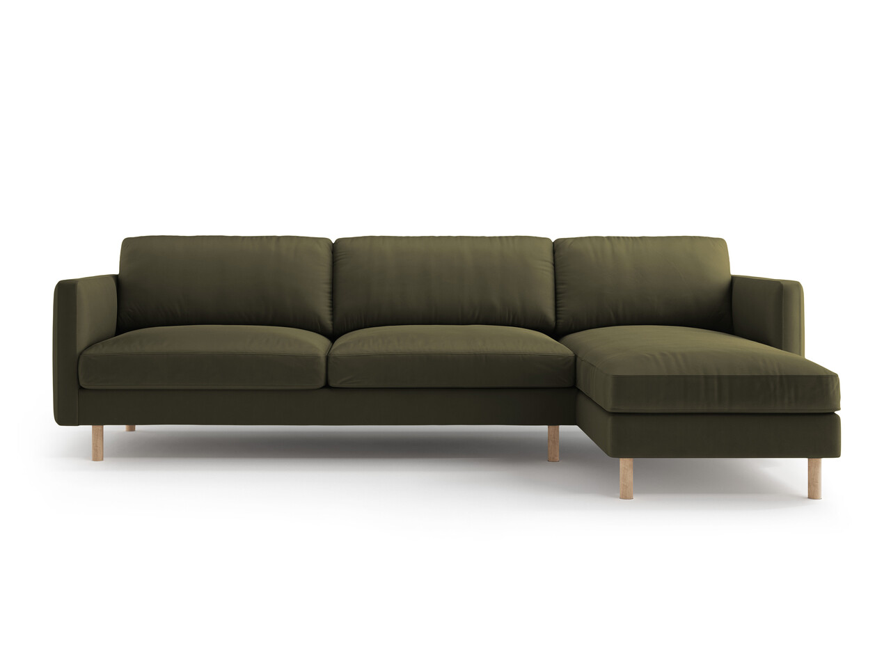Coltar dreapta 4 locuri, Eden, Micadoni Home, 286x150x90 cm, catifea, verde muschi melanj - imagine 6